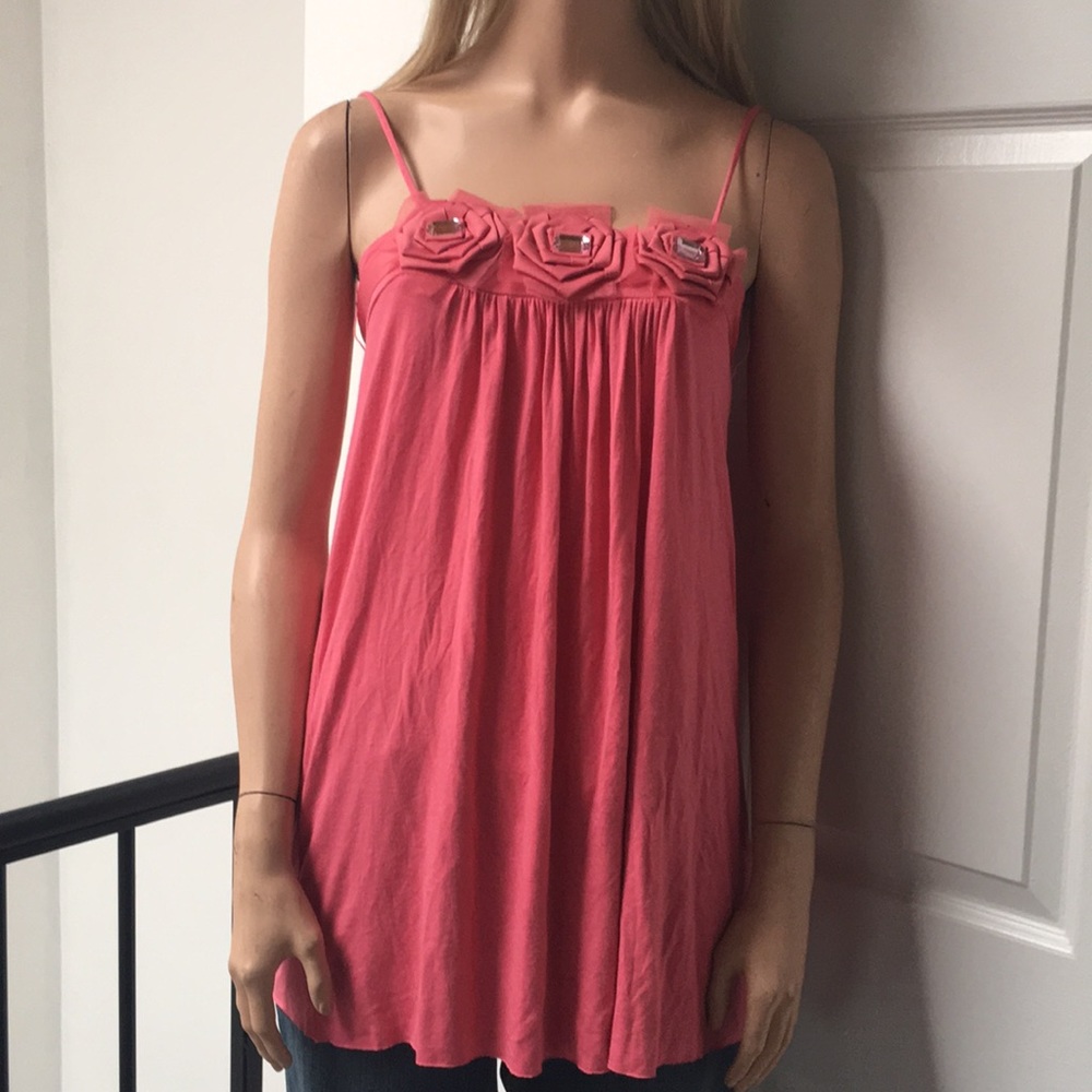 Beautiful BeBe Coral Pink Flower Tunic Top